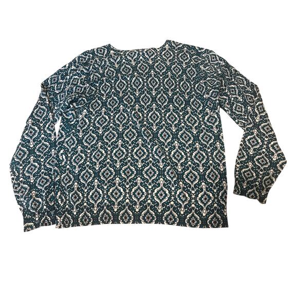 NWT Daniel Rainn Women’s Ari V Neck Sweater Medallion Size Large Teal Blue - Picture 5 of 6